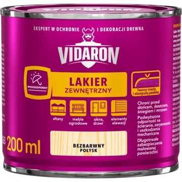 VIDARON LAKIER ZEWNĘTRZNY BEZBARWNY POŁYSK 0,2L