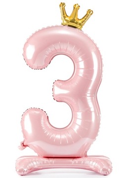 BALON FOLIOWY STOJĄCY CYFRA 3 RÓŻOWA-84CM-5679