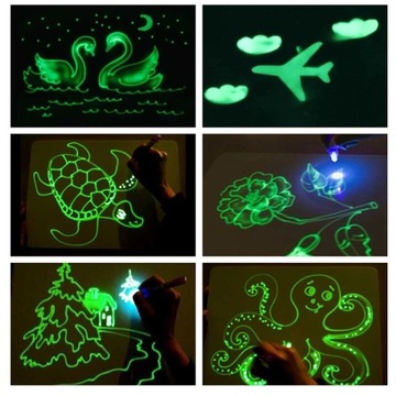 DUŻA TABLICA DO MALOWANIA ŚWIATŁEM LED + SZABLONY