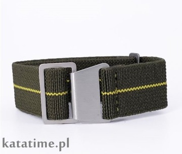 Gumowy pasek do zegarka NATO parachute strap 22 mm ciemnozielony khaki