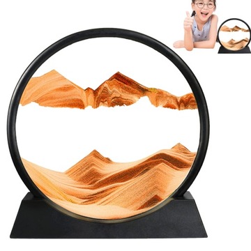 RUCHOMEGO OBRAZU PIASKU OKRĄGŁEJ SZKLANEJ RAMY 3D