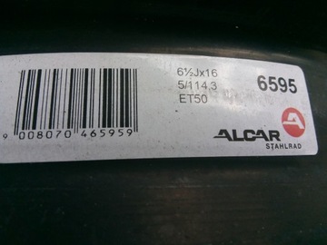 DISK OCELOVÝ HYUNDAI OE I30 I II III KIA CEED VENGA 6.5" X 16" 5X114.3 ET 50