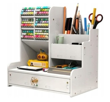 STYLOWY DREWNIANY ORGANIZER BIURKO WIELOFUNKCYJNY