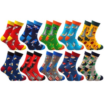 10 мужских разноцветных хлопковых носков, смешные, 40-43