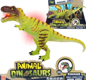 MEGA DUŻY RUCHOMY DINOZAUR tyranozaur ŚWIECI RYCZY
