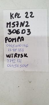 BMW E60 E70 SYSTÉM VSTŘIKOVAČE ČERPADLO M57 7798333 7792721