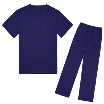 KOMPLET MEDYCZNY DAMSKI SCRUB UNIFORM UBRANIE MUNDUREK GRANATOWY ROZMIAR S