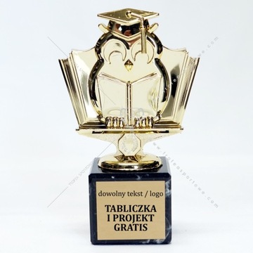 WYPASIONA statuetka SOWA Z KSIĄŻKAMI nauka szkoła 14cm +grawer GRATIS