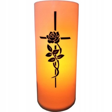 ZNICZ WKŁAD KRZYŻ LED EFEKT PŁOMIENIA 13,8CM