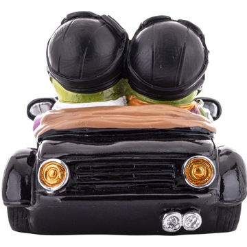 Ozdobna Figurka 8 x 16 x 9 cm - Żaby w sportowym samochodzie retro