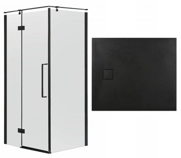 KABINA PRYSZNICOWA 120x80 CZARNE PROFILE BRODZIK STRUKTURA