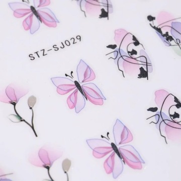 НАКЛЕЙКИ ДЛЯ НОГТЕЙ САМОКЛЕЯЩИЕСЯ украшения для ногтей бабочки розовые цветы