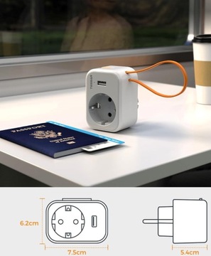 АДАПТЕР СЕТЕВАЯ РОЗЕТКА 3-в-1 + USB + USB-C АДАПТЕР ДЛЯ ДВИЖЕНИЯ СКОРОСТИ