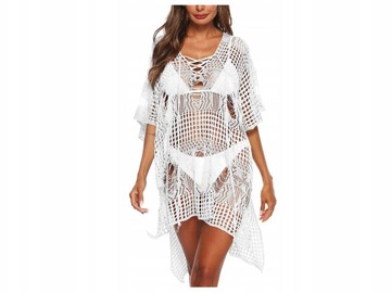 PAREO ażurek TUNIKA plażowa boho sukienka OCZKA