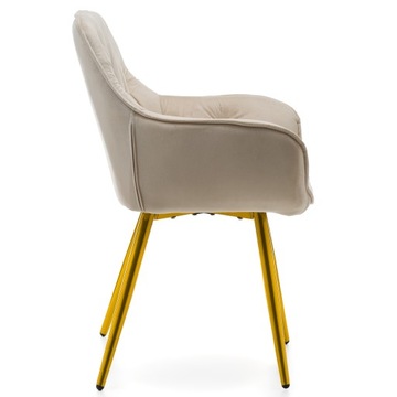 KRZESŁO TAPICEROWANE PIKOWANE GLAMOUR NOWOCZESNE WELUROWE BEŻOWE