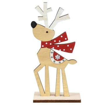 FIGURKA RENIFER Świąteczna Dekoracja Drewniany 15c