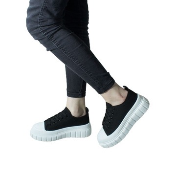 CZARNE TRAMPKI DAMSKIE NA PLATFORMIE CREEPERSY BUTY SPORTOWE 41