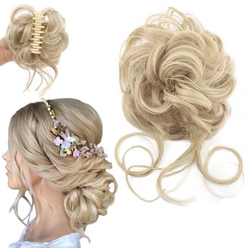 Doczepiany KOK Klip Pazurowy GĘSTY DOPINKA Loki Blond