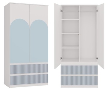 SZAFA DLA DZIECI SS-90 ARTESO GARDEROBA 2 SZUFLADY 90CM BIAŁY NIEBIESKI
