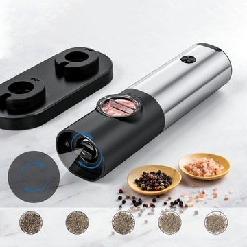 Электрическая мельница для соли и перца с зарядной базой со светодиодной подсветкой USB