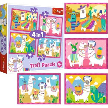 PUZZLE 4W1 LAMY NA WAKACJACH TREFL 4 UKŁADANKI