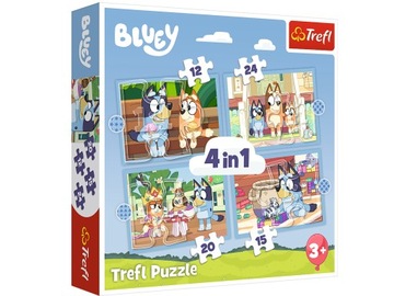 TREFL Puzzle 4w1 BLUEY i Jego Świat BLUE Pieski 4 UKŁADANKI PSY 3+