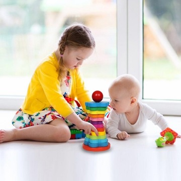 ДЕРЕВЯННЫЙ ПАЗЛ БАШНЯ-СОРТЕР РАДУГА МОНТЕССОРИ