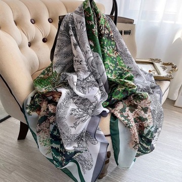 2023 Fashion 180*90CM Silk Scarf New Print Beach