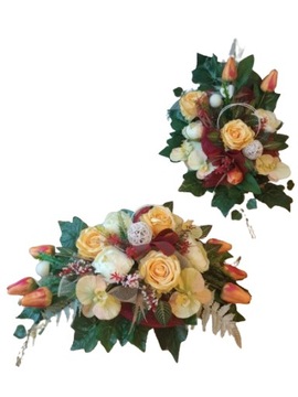 Набор ваза-вкладыш + букет для украшения могилы ЦВЕТЫ ДЛЯ МОГИЛЫ кладбище