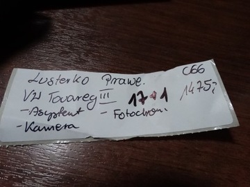 IDEÁLNÍ KPL. ZRCÁTKO PRAVÉ VW TOUAREG III KAMERA 1