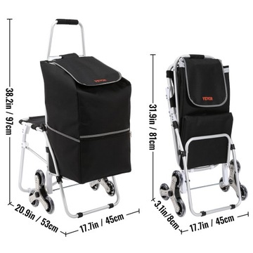 VEVOR Solidny Wózek Zakupy Torba na Kółkach Ręczny
