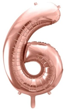 Balon foliowy cyfra 6 różowe złoto 35cm urodziny