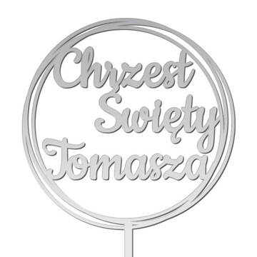 TOPPER CHRZEST ŚWIĘTY IMIĘ NAPIS NA TORT SREBRNY