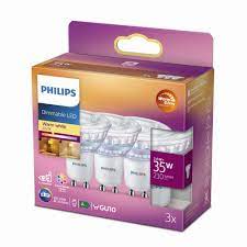 3 szt. Lampy LED Philips GU10 3,7W(35W)ciepły blask - przyciemnionyDIMMABLE