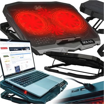 PODSTAWKA PODKŁADKA CHŁODZĄCA POD LAPTOPA 15,6' GAMINGOWA DUŻA LED HUB USB