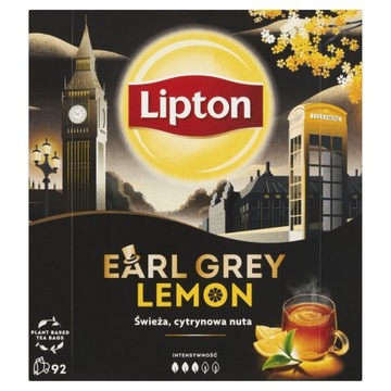 Herbata czarna ekspresowa Lipton EARL GREY LEMON 92 torebki 184g