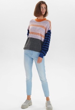 Sweter w paski pomarańczowo niebieskie Nümph XL
