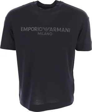 EMPORIO ARMANI luksusowy męski t-shirt koszulka ITALY BLU NAVY rozmiar M