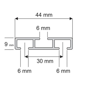 ДВОЙНАЯ ПОТОЛОЧНАЯ рейка 340 см с зажимами SLIM