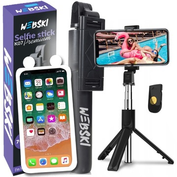 SELFIE STICK UCHWYT KIJEK DO TELEFONU ZDJĘĆ BLUETOOTH STATYW TRIPOD + ETUI