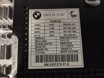 BMW F06 DISPLEJ AUTORÁDIO LCD 9297276