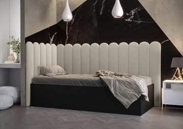 Молодежная кровать, одинарные панели, 90х200, черный