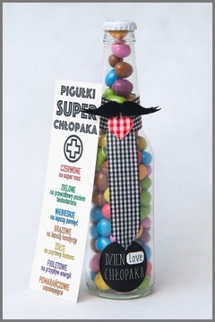 ЗАБАВНЫЙ ПОДАРОК ​​НА ДЕНЬ ПАРНЯ БУТЫЛКА С КОНФЕТАМИ СУПЕР ТАБЛЕТКИ