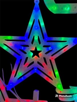 УКРАШЕНИЕ СВЕТОДИОДНАЯ ЗВЕЗДА 53 СМ, СВЕРКАЮЩАЯ, ЦВЕТНАЯ С ПРОГРАММАТОРОМ, АКРИЛОВЫЙ ВИТРАЖ