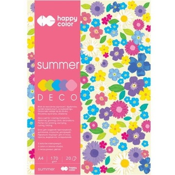 Blok DECO SUMMER A4, 170g.20ark. 5 kolorów HA 3817 2030-120 HAPPY COLOR