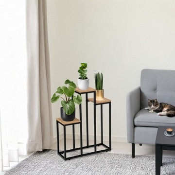 KWIETNIK STOJĄCY METALOWY Z PÓŁKAMI STOJAK NA KWIATY LOFT 3 POZIOMY 67 CM