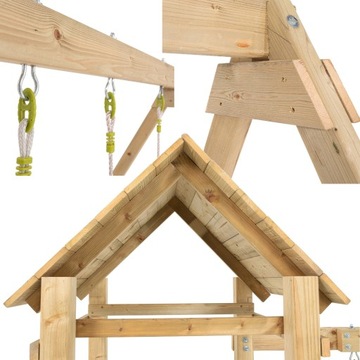 ИГРОВАЯ ПЛОЩАДКА ДЕРЕВЯННЫЙ ДОМ ГОРКА 2 КАЧЕЛИ Песочница БАШНЯ СТЕНА