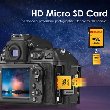 Карта Micro SD KODAK 64 ГБ, скорость чтения 100 МБ/с, класс 10 UHS-1 U3 V30 A1 TF