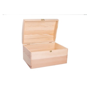 Pudełko Drewniane Kufer Z Zamkiem 34,5x25x19,2 cm