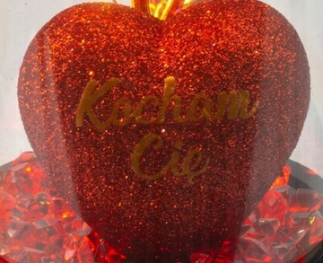 WIECZNA RÓŻA SZKŁO LED NAPIS - Serce - Kocham Cię ŚWIECĄCA NA BATERIE